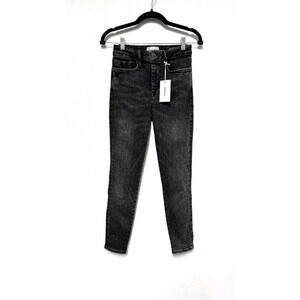 NWT FRAME Le One Skinny Mid-Rise Skinny Jeans - Black Gray Denim